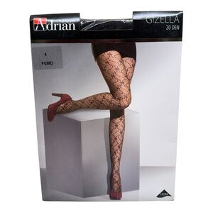 Adrian Ilash Gizella Textured Design Tights 20 Denier Size 4 Charcoal